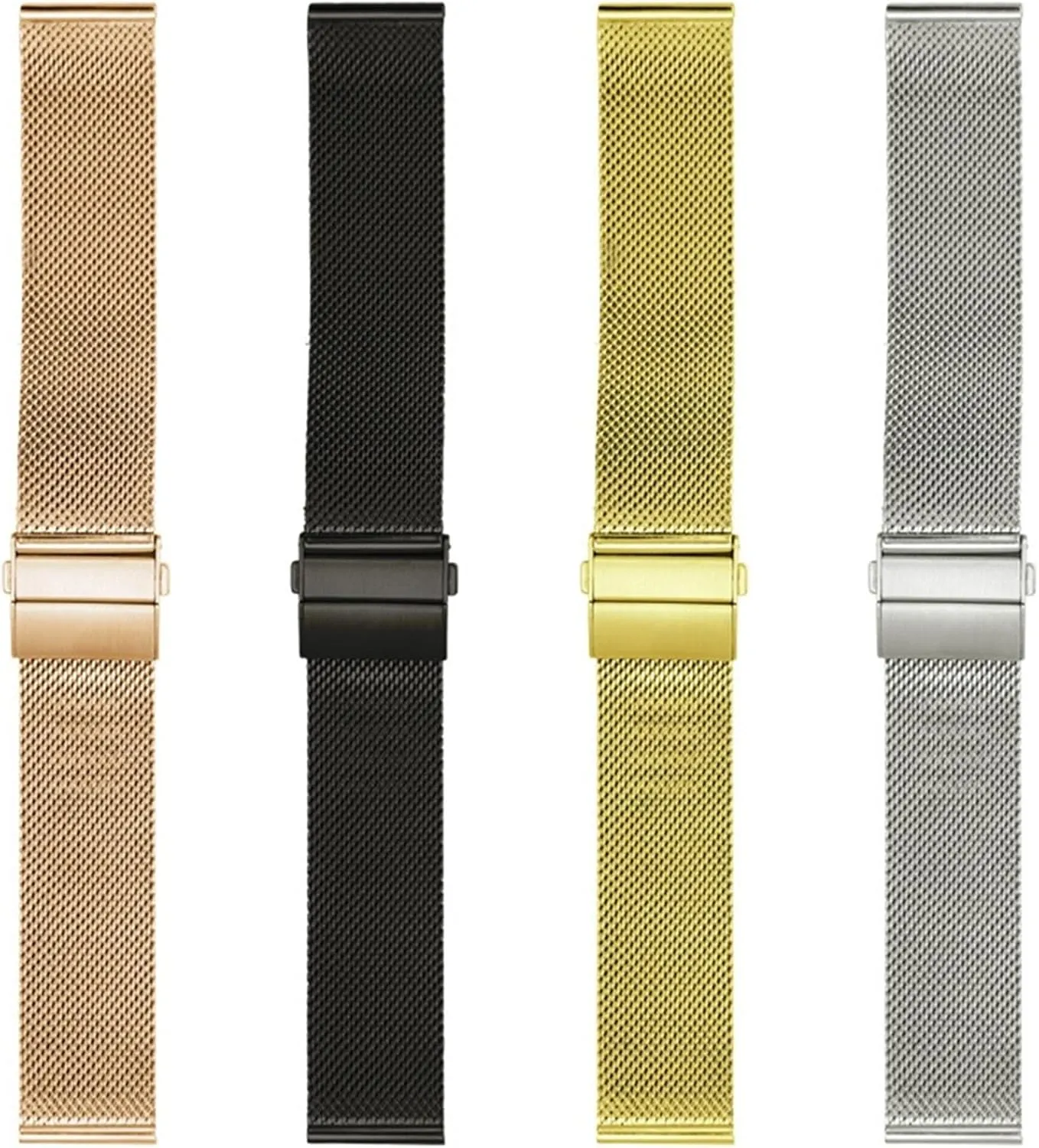 Quick Release calve sociologist Unisex Watch Band Stainless Steel Mesh Strap Metal Woven Watch Band Double Press Folding Clasp 16mm 18mm 20mm 22mm 
