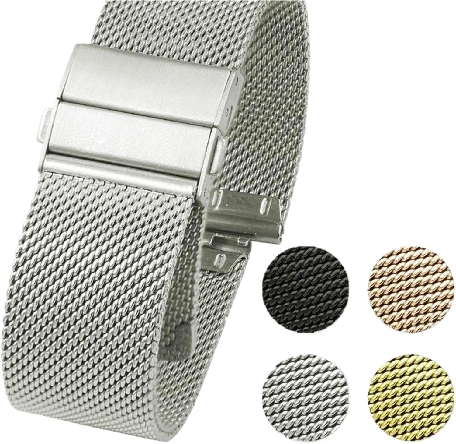 Quick Release calve sociologist Unisex Watch Band Stainless Steel Mesh Strap Metal Woven Watch Band Double Press Folding Clasp 16mm 18mm 20mm 22mm 