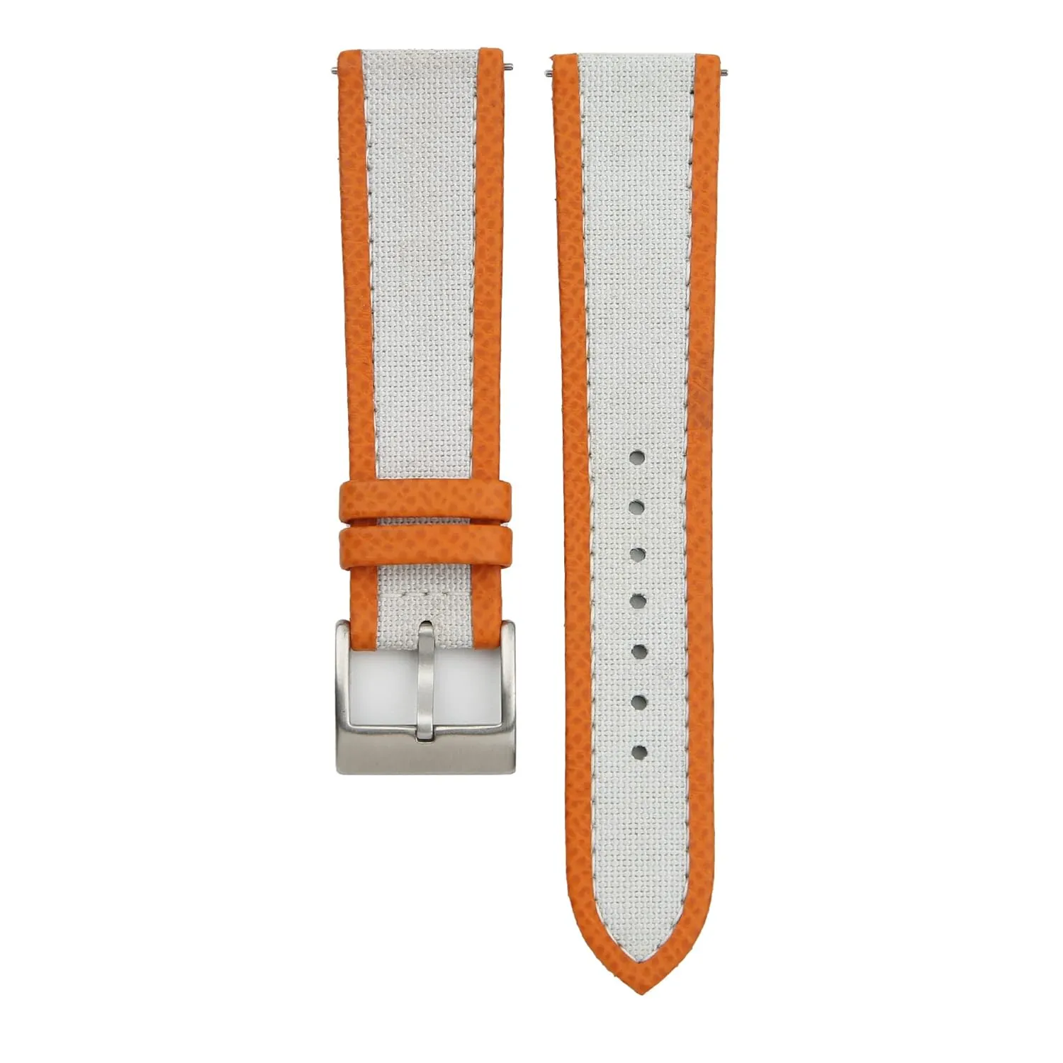 Quick Release Sailcloth Watch Band 16mm 18mm 19mm 20mm 22mm 23mm For Men segment spear genius coordination And Women (White Orange) Handmade Canvas Folded Edges Epsom Watch Strap, 
