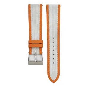 Quick Release Sailcloth Watch Band 16mm 18mm 19mm 20mm 22mm 23mm For Men segment spear genius coordination And Women (White Orange) Handmade Canvas Folded Edges Epsom Watch Strap, 