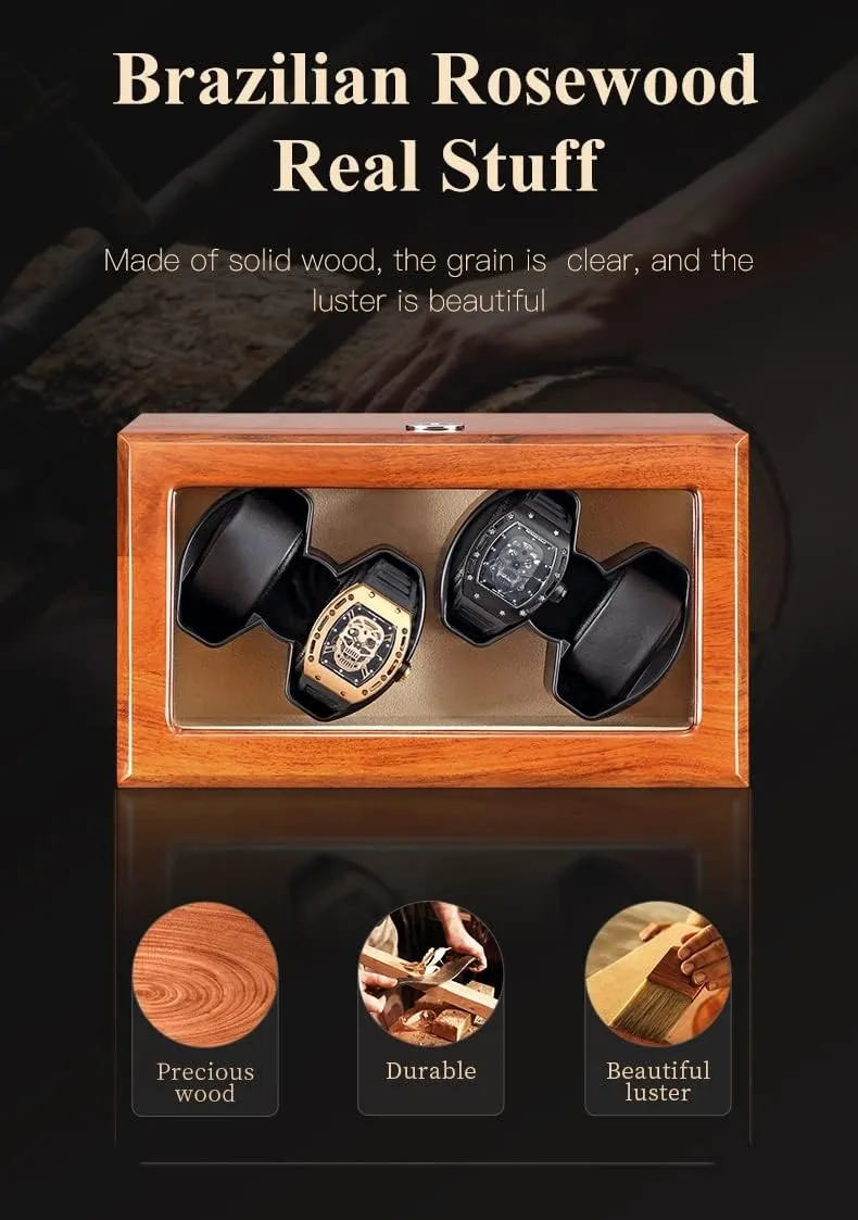 Quiet Motor Flexible Watch Pillows Fit Lady and Man Watches memorize Watches Display Box Automatic Watch Winder for 2 4 6 8 Watches Wood with 