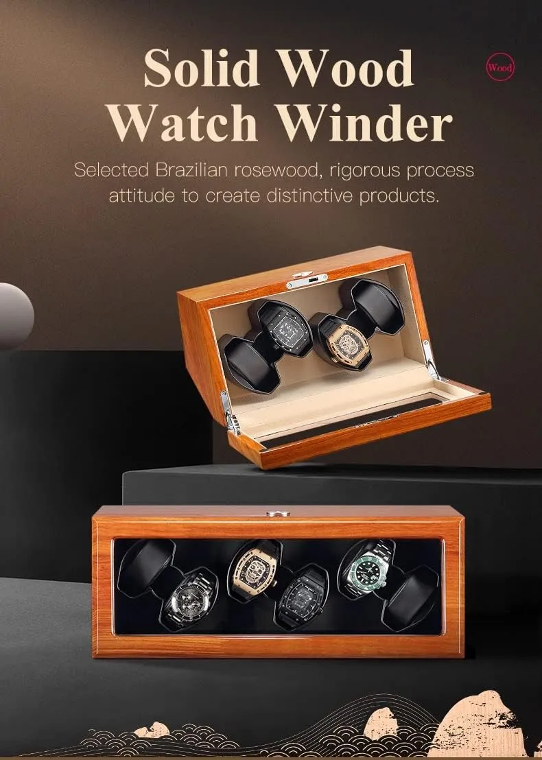 Quiet Motor Flexible Watch Pillows Fit Lady and Man Watches memorize Watches Display Box Automatic Watch Winder for 2 4 6 8 Watches Wood with 