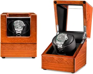 Quiet Motor, Soft right Pillow, Dual Power Options Single Automatic Watch Winder, Wood Piano Finish Box with 