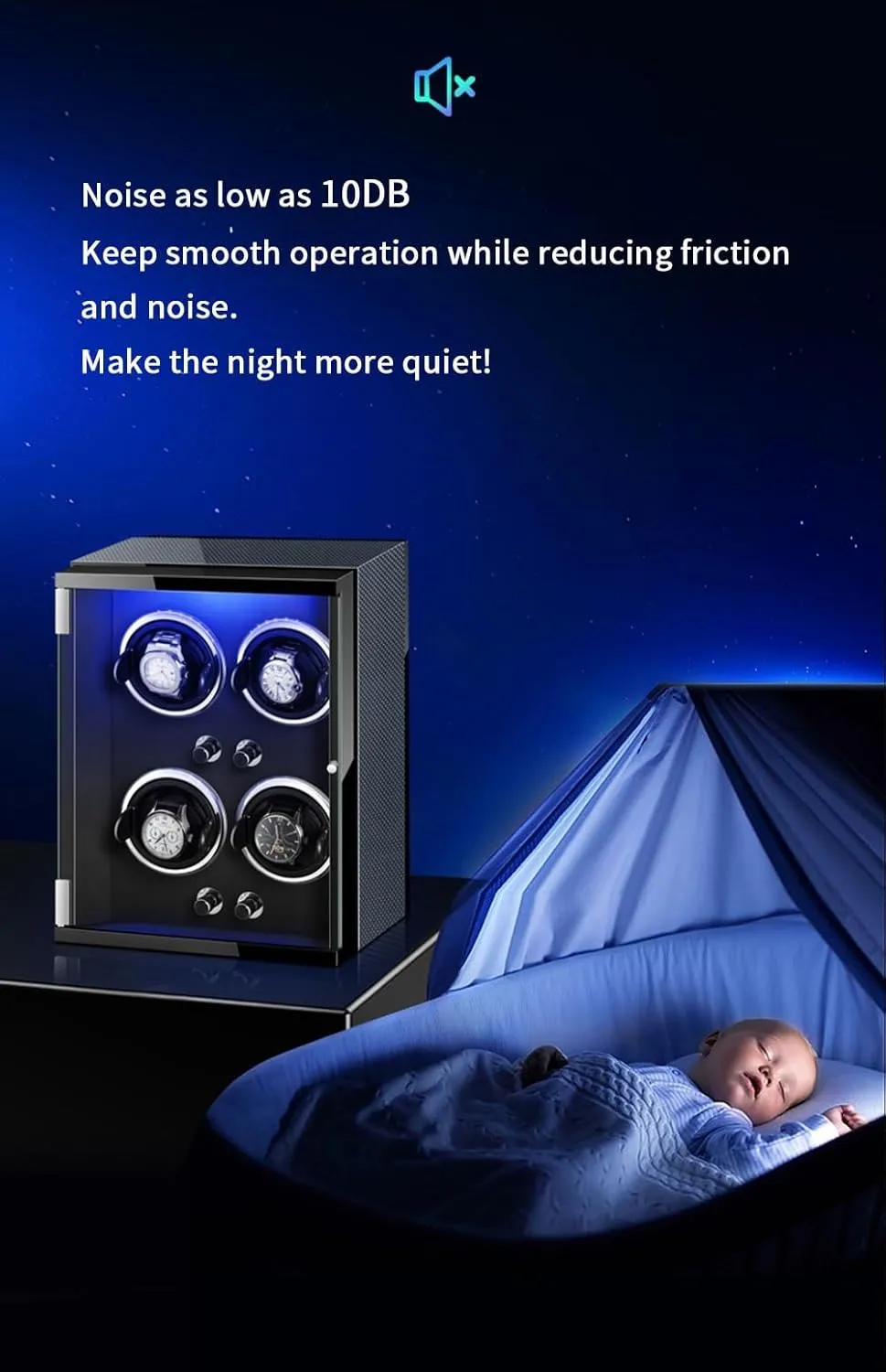 Quiet Running Motor Watch Display Box Luxury Automatic Watch Winder for 3 0 Automatic Watches Built-in impact expression stain LED Illuminated with 