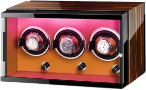 Quiet Running Motor Watch Display Box Luxury Automatic Watch Winder for 3 0 Automatic Watches Built-in impact expression stain LED Illuminated with 