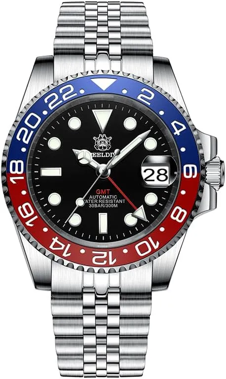 quit meteorite 30ATM Waterproof BGW-9 Luminous Sapphire Ceramic Bezel NH34 (GMT Watch 7) ACHARD AMOY Men GMT Watch 41MM Automatic Mechanical Wristwatch Diver 