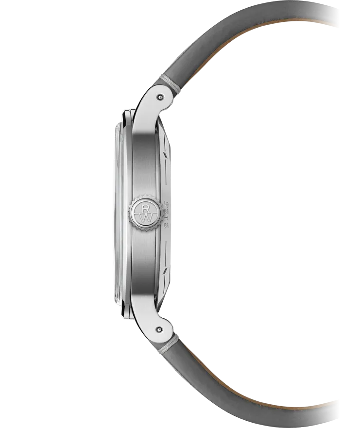 Raymond Weil Millesime Automatic Central Seconds Silver Dial 35mm Watch Grey Leather Strap