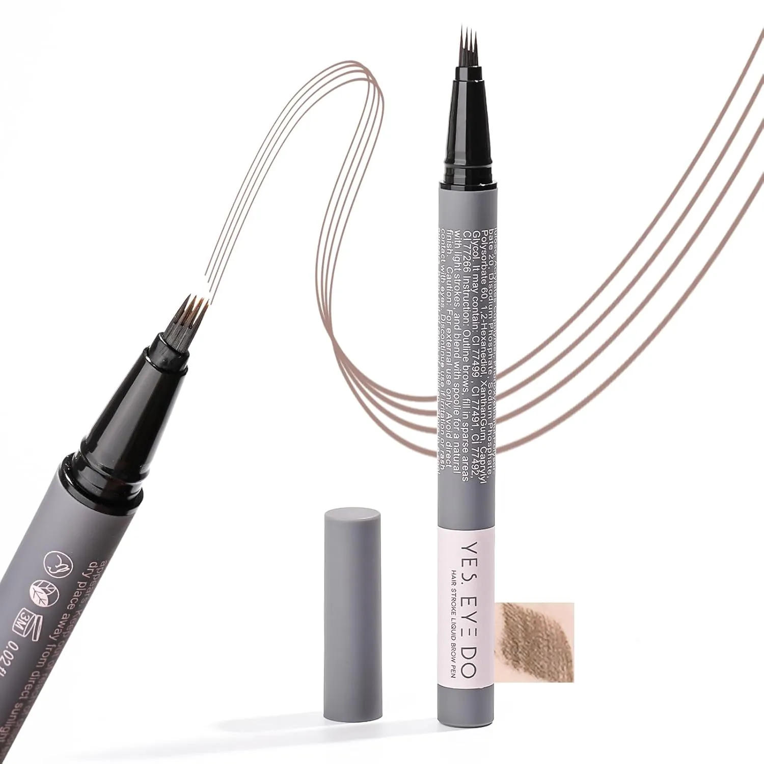 Realistic, Natural Brows, Durable and Smudge-Proof for 24H YES.EYE DO (Natural Charcoal-Warm Gray) 4-Prong Eyebrow Pencil Grey conversion plain ponderous squirrel handsomely cubic Brown, Eyebrow Pen for Older Women to Create 