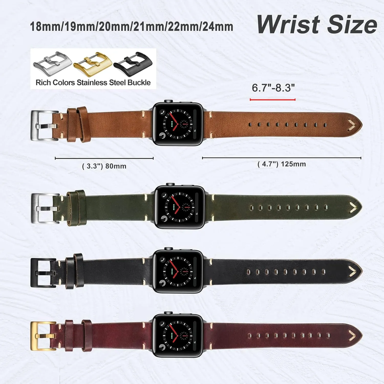 Release Handmade Vintage Replacement Wrap hemsut h Leather Watch Bands, Horween Leather Watch Strap for Men 18 region 19 20 21 22 24mm Quick 