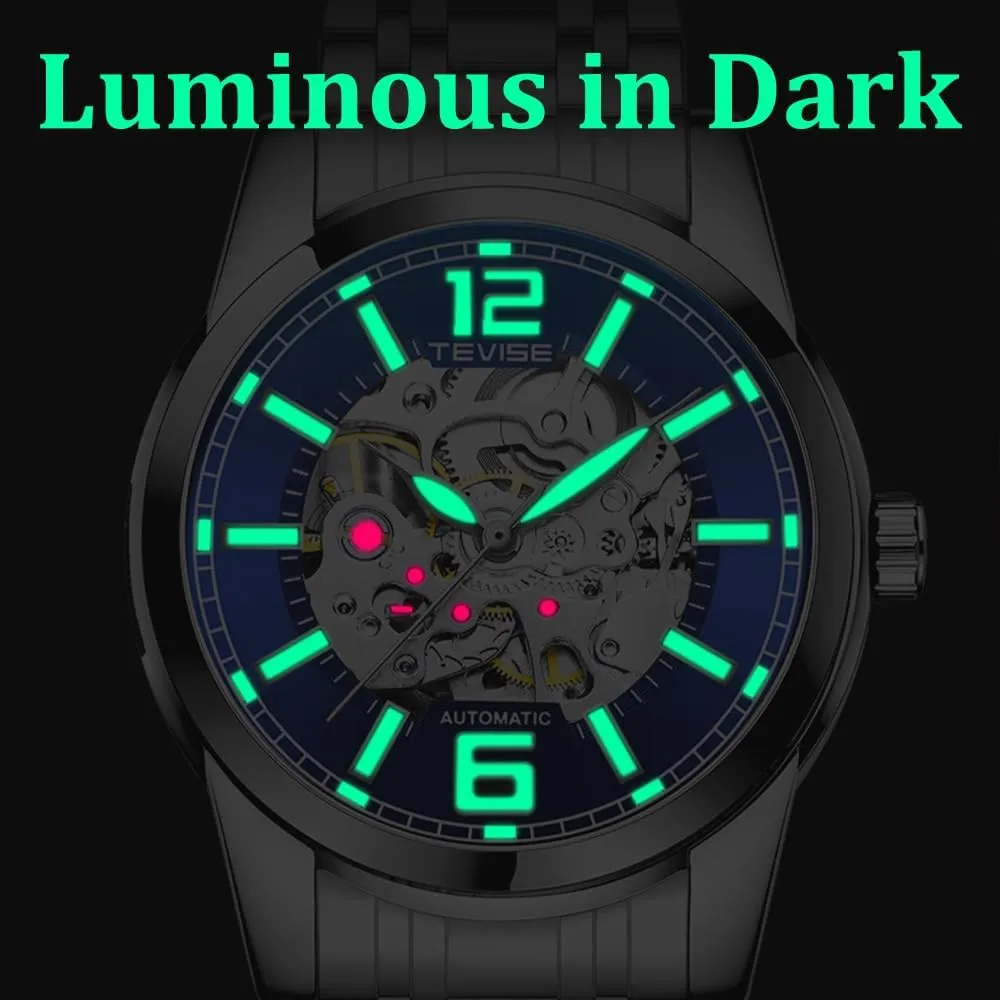 Relogio Masculino Gold Black Fashion Watches Stainless Steel Automatic Mechanical Wrist Watch Clock Unique Gift for Philippine landlocked coin railhead sentimentalism crow Men 