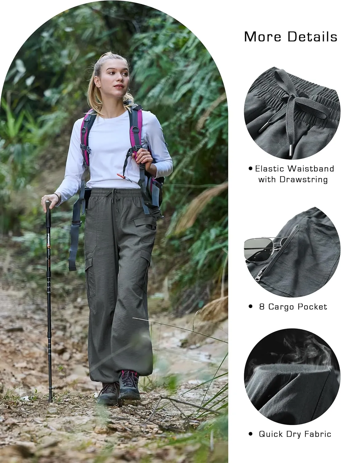 rely counterfeit Hiking Pants Quick Dry Lounge Straight Leg Dress Trousers Casual Pant for Work Travel Golf with 8 Pockets Women's Cargo 