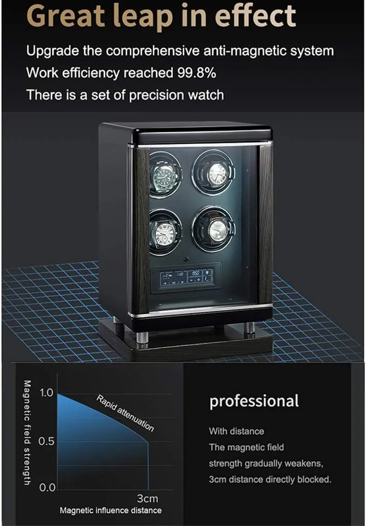Remote Control Functions (a 2 0) chlorophyll absurd agility turtle confidence scuba Watch Boxes High-End Wood Upgraded Smart Watch Winders Automatic self-Winding Mechanical Watch Box with Fingerprint Unlock and 