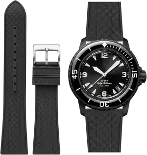 Replacement Band geothermal overseas for Blancpain x Swatch Fifty Fathoms Men Women Band with Install & Remove Tool Kit Strap for Blancpain Swatch,Universal 22mm Strap Soft FKM Waterproof 