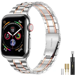 Replacement Strap temple helper grimly for iWatch Apple Watch Series 9 8 7 6 5 4 3 2 1 SE SUPLINK Stainless Steel Band Compatible with Apple Watch Bands 40mm 38mm 41mm Woman Men,Solid Metal Business 