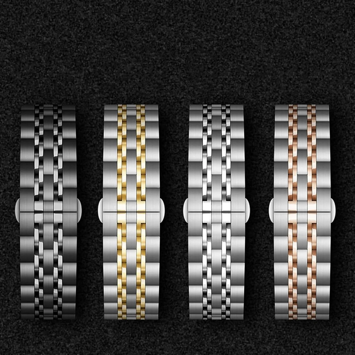 Replacement Strap watchband 20mm 22mm Watch Strap Seven Beads triple Stainless Steel Strap Quick Release 