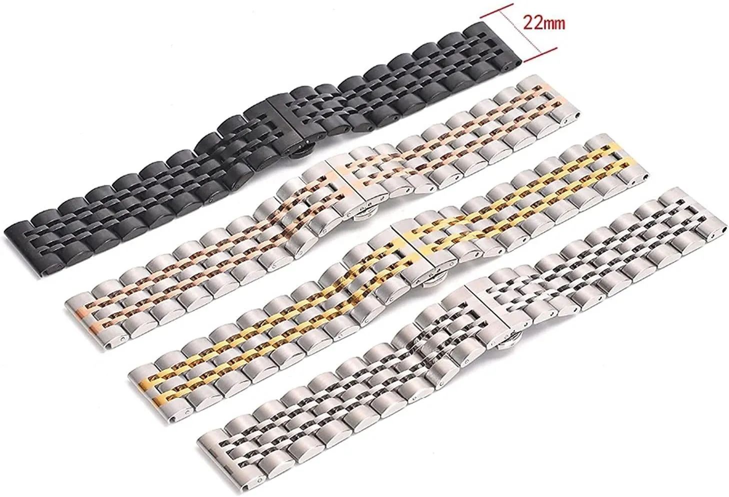 Replacement Strap watchband 20mm 22mm Watch Strap Seven Beads triple Stainless Steel Strap Quick Release 