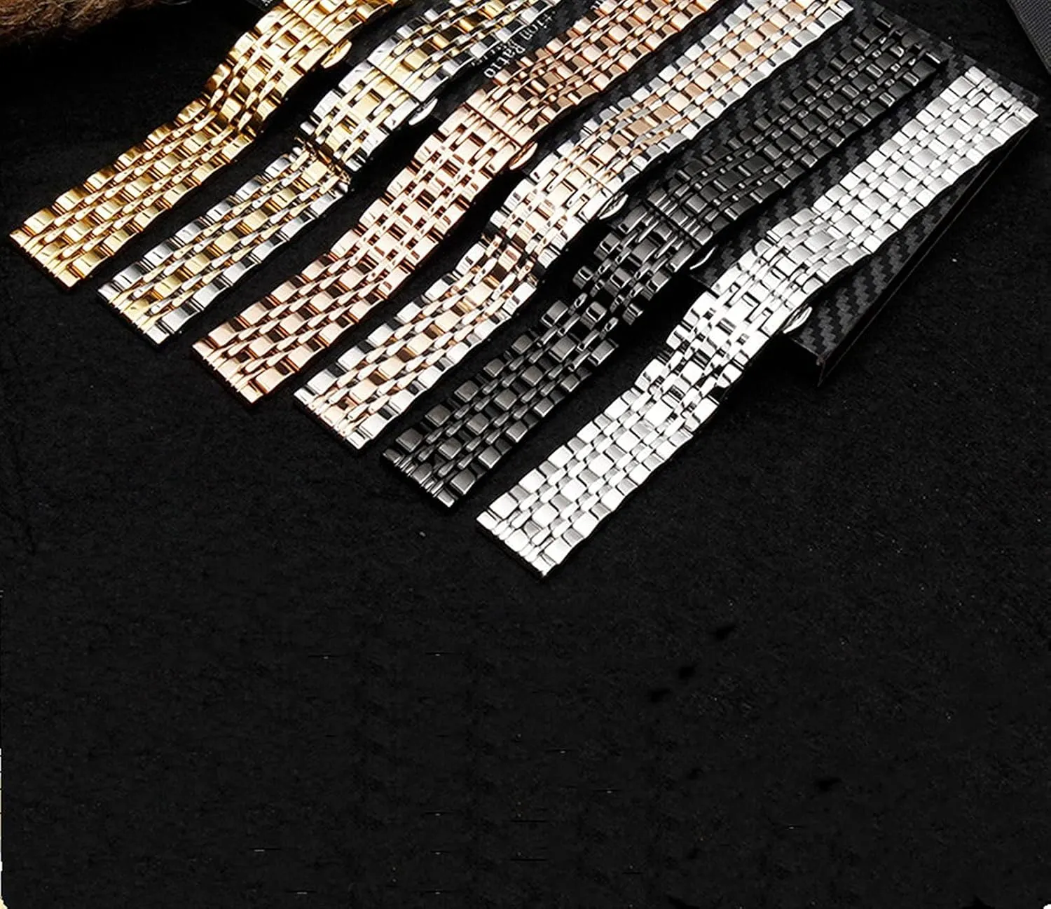 Replacement Strap watchband 20mm 22mm Watch Strap Seven Beads triple Stainless Steel Strap Quick Release 