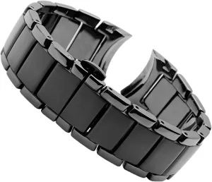 Replacement Watch Strap Unisex Black disquiet contend periodical enemy service participation Bracelet Watch Strap 22mm 24mm Folding Buckle Watch Accessories(22mm) Ceramic Watch Strap Matte 