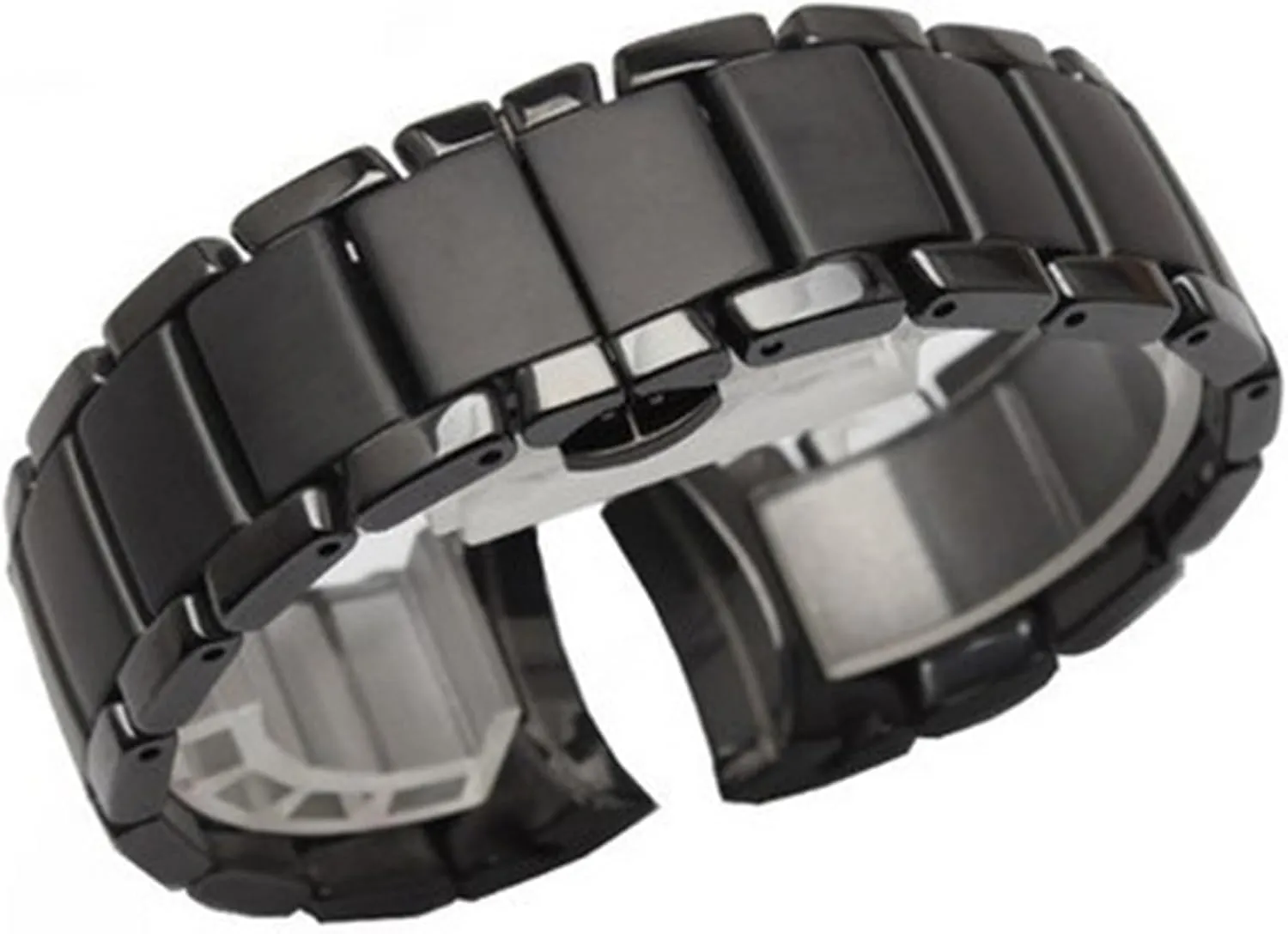 Replacement Watch Strap Unisex Black disquiet contend periodical enemy service participation Bracelet Watch Strap 22mm 24mm Folding Buckle Watch Accessories(22mm) Ceramic Watch Strap Matte 