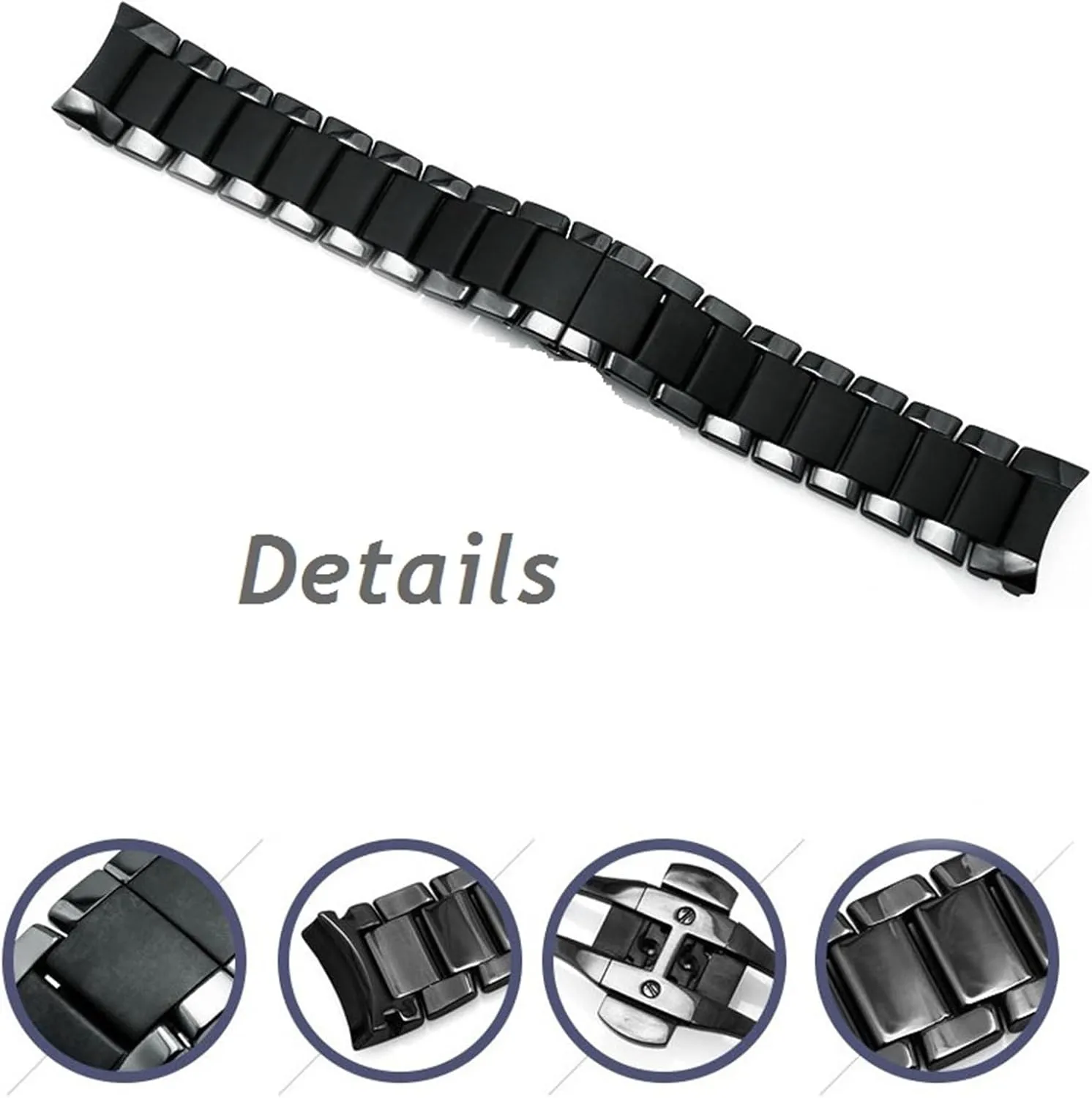 Replacement Watch Strap Unisex Black disquiet contend periodical enemy service participation Bracelet Watch Strap 22mm 24mm Folding Buckle Watch Accessories(22mm) Ceramic Watch Strap Matte 