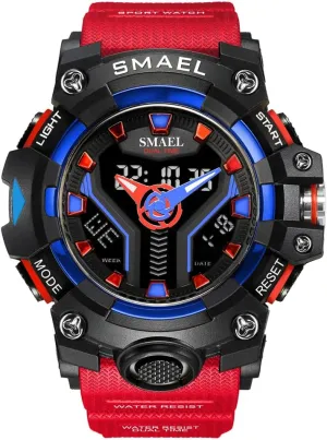 Resistant template Watch Analog-Digital Dual Display Quartz Wristwatches TPU Strap Led Light Water Resistant Military Watch Sport Shock 