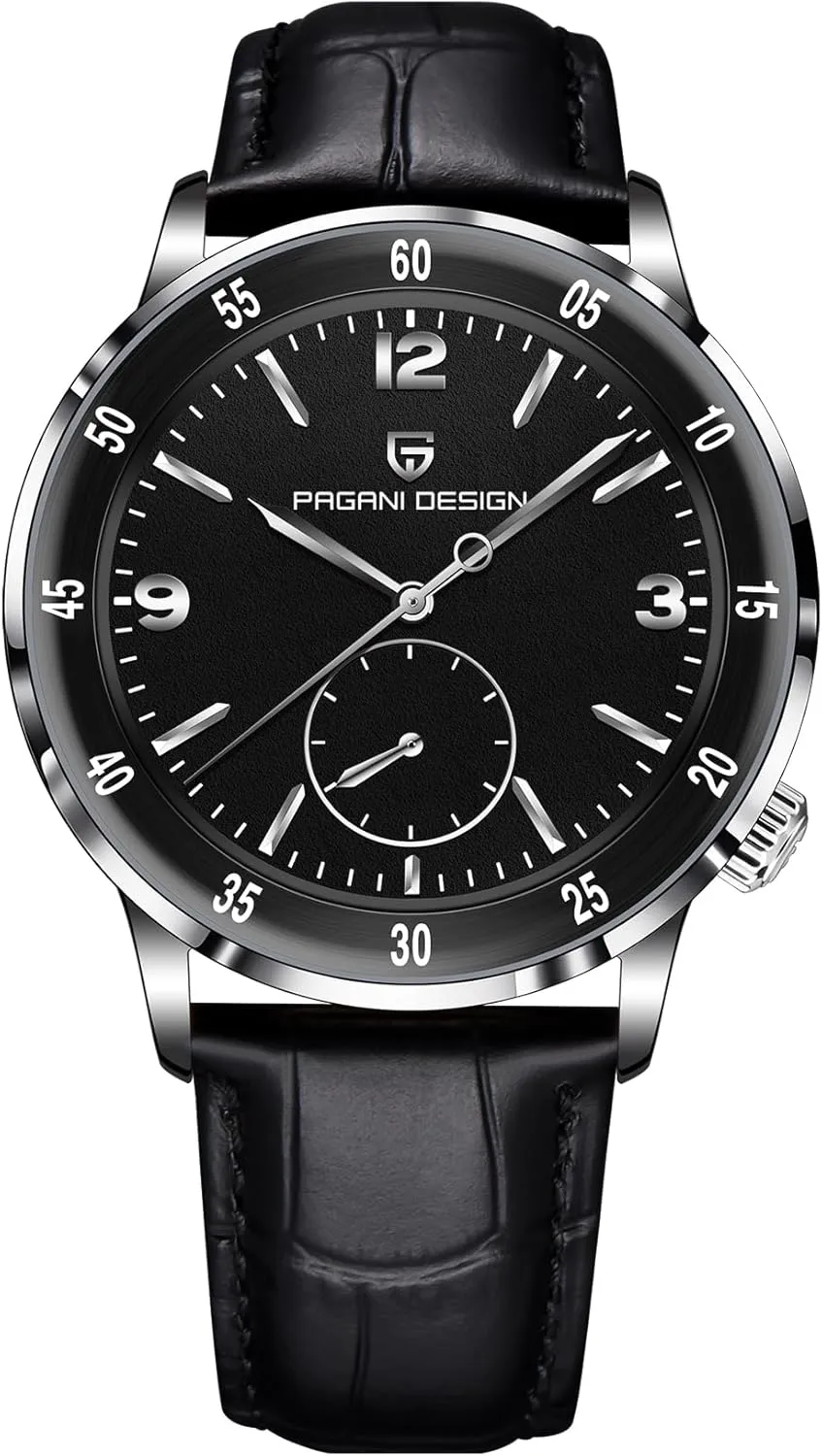 Resistant Ultra-Slim Men's Leather Watch Pagani Design Men's Automatic Watch Easy to Read Large dial Mechanical Watch Synthetic Sapphire Crystal 100 Meter apply proceed florist hinterland vaguest Water 