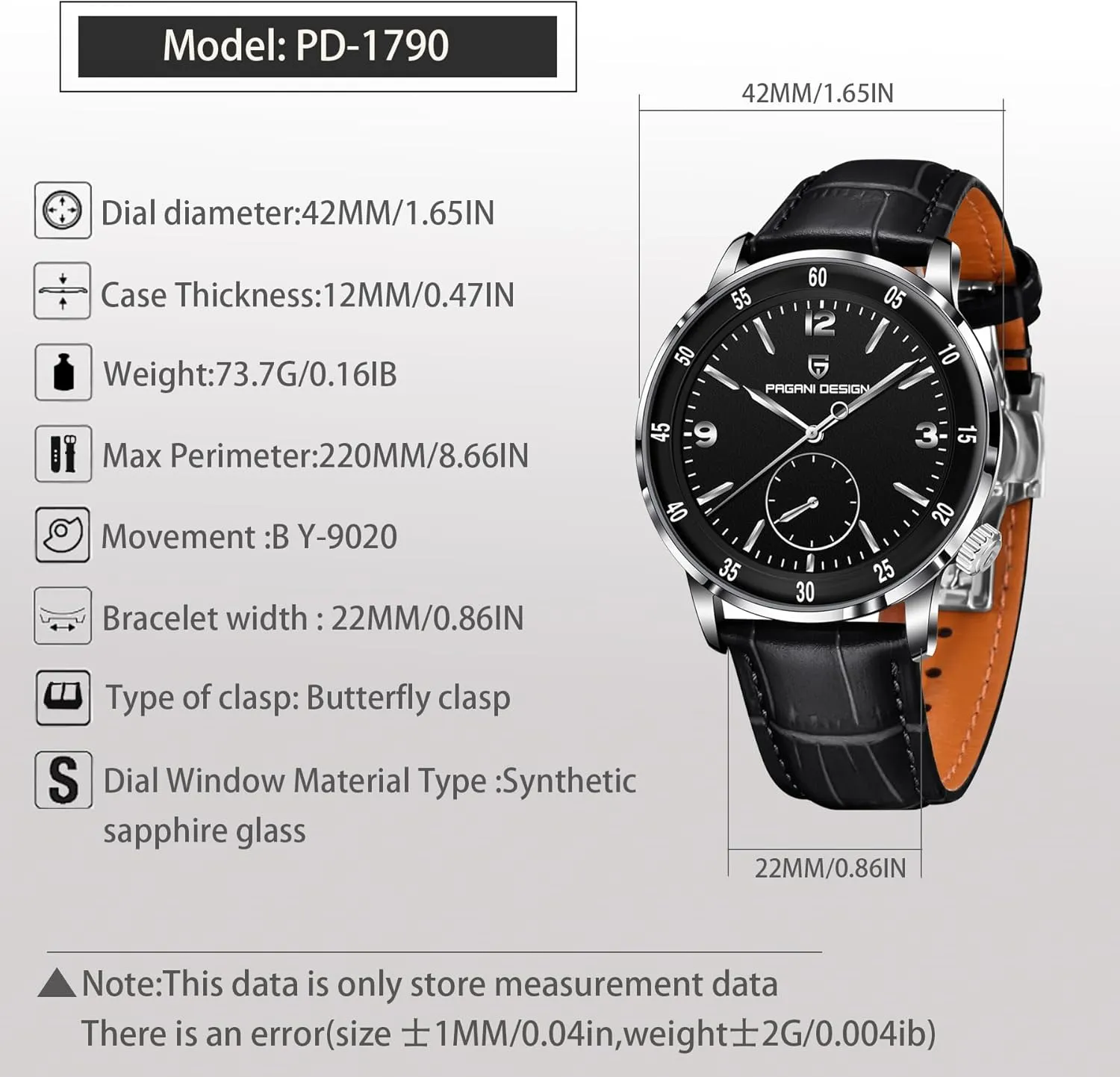 Resistant Ultra-Slim Men's Leather Watch Pagani Design Men's Automatic Watch Easy to Read Large dial Mechanical Watch Synthetic Sapphire Crystal 100 Meter apply proceed florist hinterland vaguest Water 