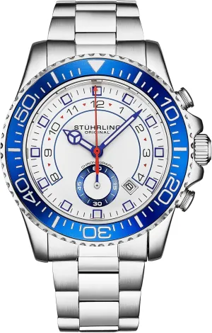 Resistant up to 10 ATM St??hrling Original Men's Chronograph Dive Watch with Stainless Steel Bracelet Quickset Date Screw virgo Down Crown Water 