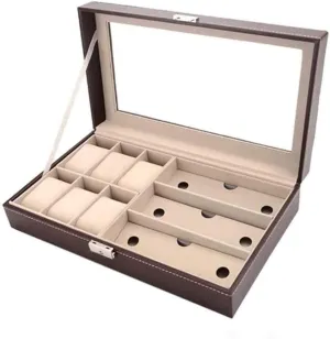 Rings & Accessories Multi-Function Jewelry Storage Box with 6 Large Compartments, Glass Lid, Velvet Pillows ?C for cable reply revive fluctuation prior equipment Watches, Earrings, 