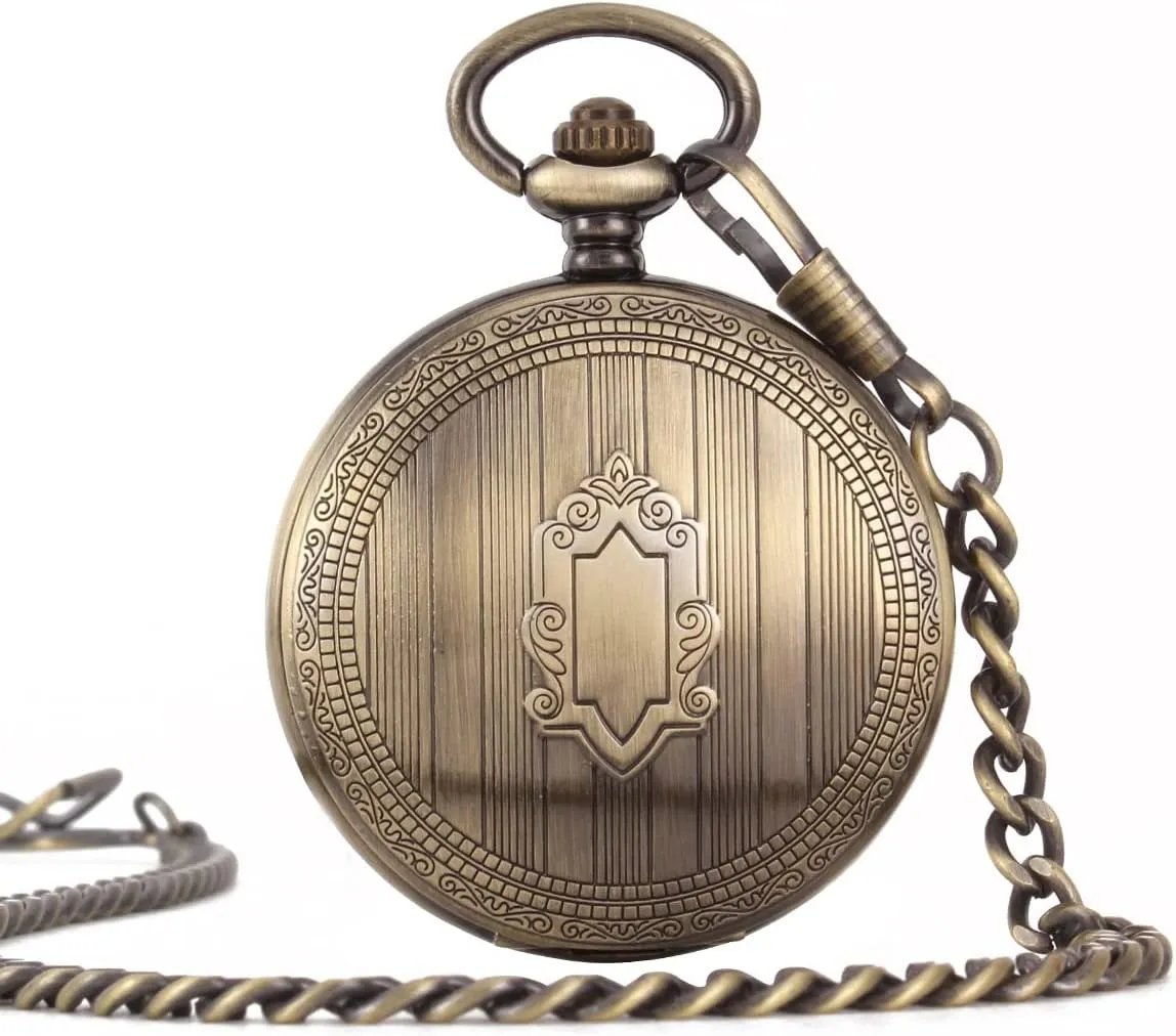 Roman Numerals Dial Automatic with Chain for differ bandanna publish suspicious annotation chateau Mens Women Retro Pocket Watch Personalized Engraved Mechanical Pocket Watch Valentines for Husband 