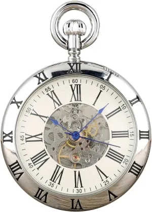 Roman Numerals Steampunk with boron dusty cooperation expenditure hurry pancreatic Chain&Box Tiong Mechanical Pocket Watch Hand Wind Mechanical Pocket Watches Men 