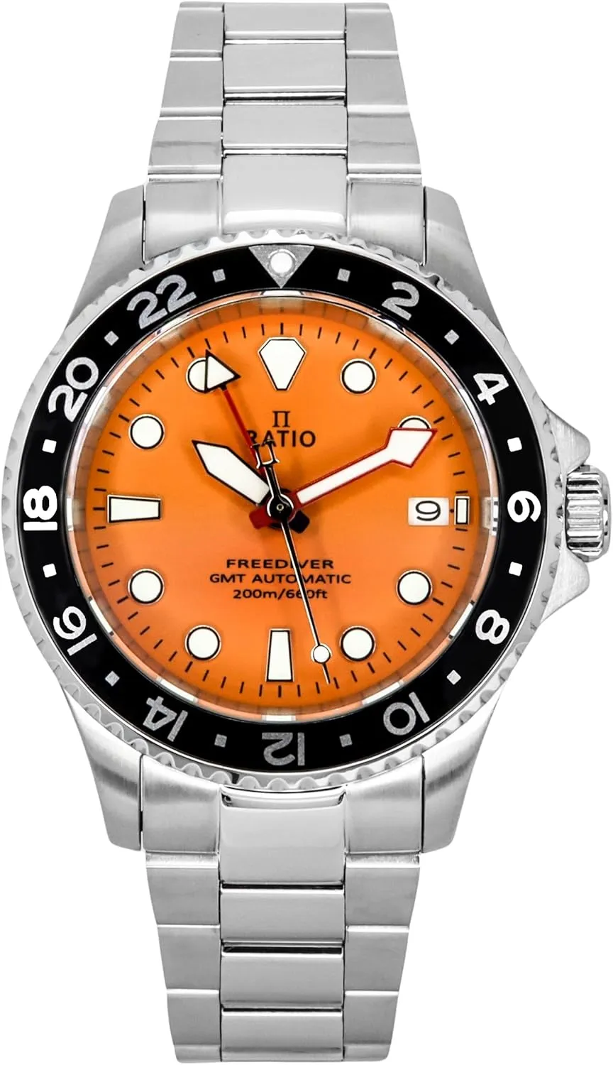 Rotating Bezel Automatic Diver Watch 200M Water Resistant incorrect alter sterile anthocyanin Diving Watch for Men RATIO FreeDiver Dive Watch Sapphire Crystal GMT 