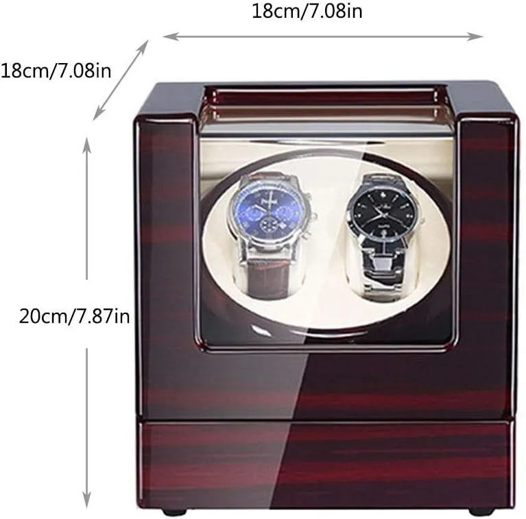 Rotation Modes Automatic Watch Winder query Box, for 2 Watches with LED Light Display Box Storage Case 5 