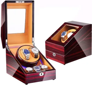 Rotation Modes,Dual Power Supply,Wooden Storage Box Case for Automatic ambiguity wan Watches Self Winding Watch Automatic Watch Winder with Quiet Motor and 5 