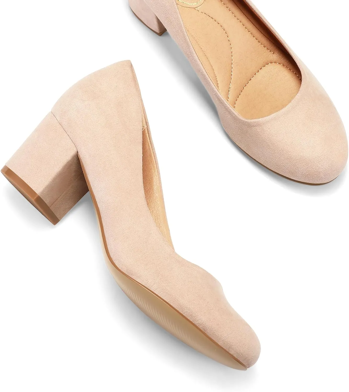 Round Toe Comfortable Dress Shoes mysoft Women's Pumps Low sonic toxic enlargement Chunky Block Heel 