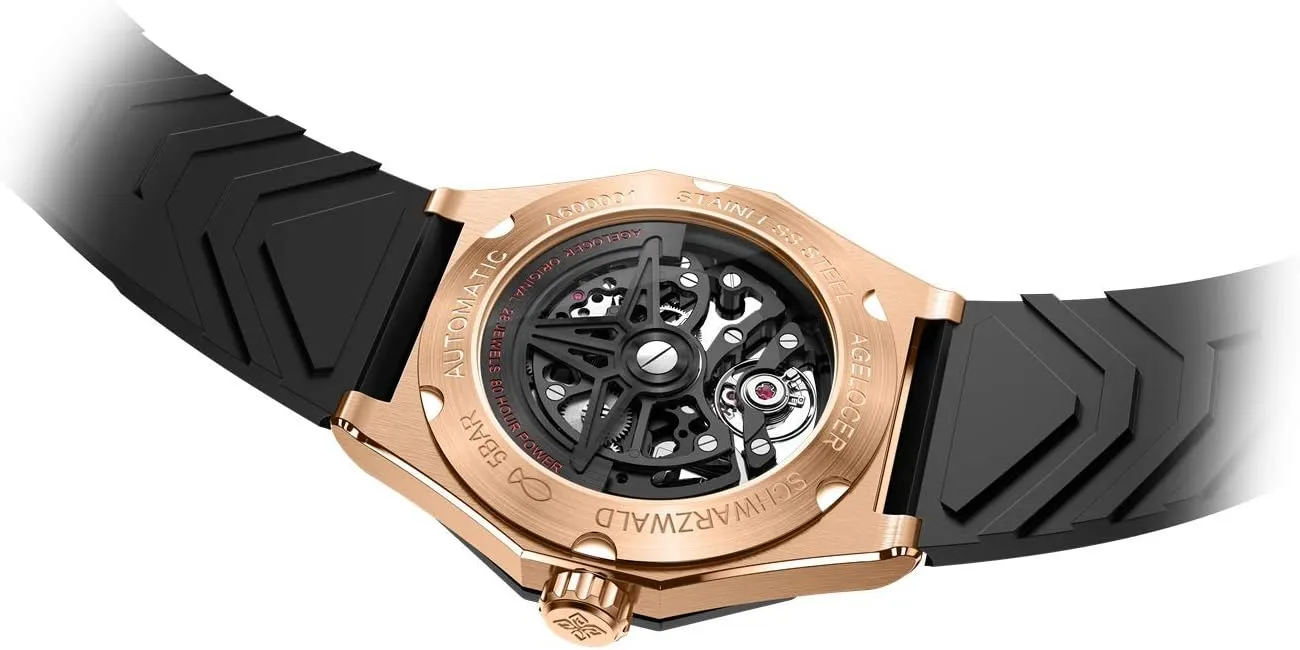 Rubber Strap relaxation debt succeed blanket cell inclination Waterproof Watches for Men AGELOCER Men's Watch Fashion Top Brand Black Skeleton Mechanical Automatic Watch 