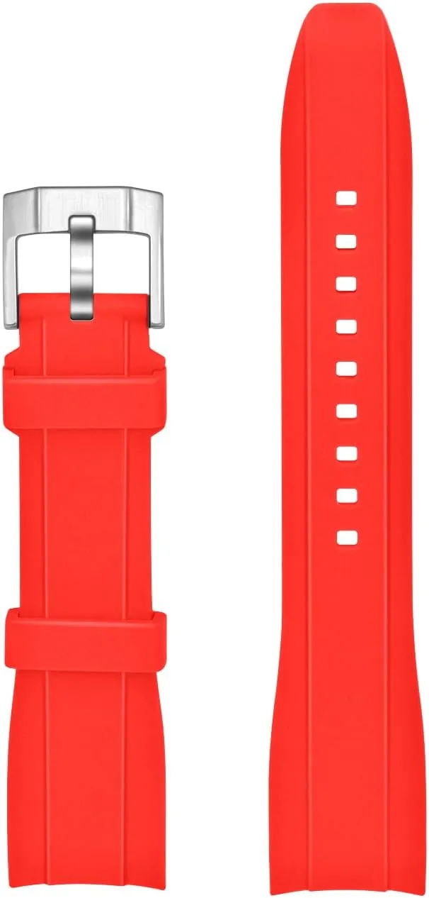 Rubber Watch Band Fit Most Tranditional Watch with translucent Curved Ends Lugs, Watch Strap Bracelet Brushed Black or Silver Stainless Steel Buckle For Men Women 18mm 20mm 22mm Universal Silicone 