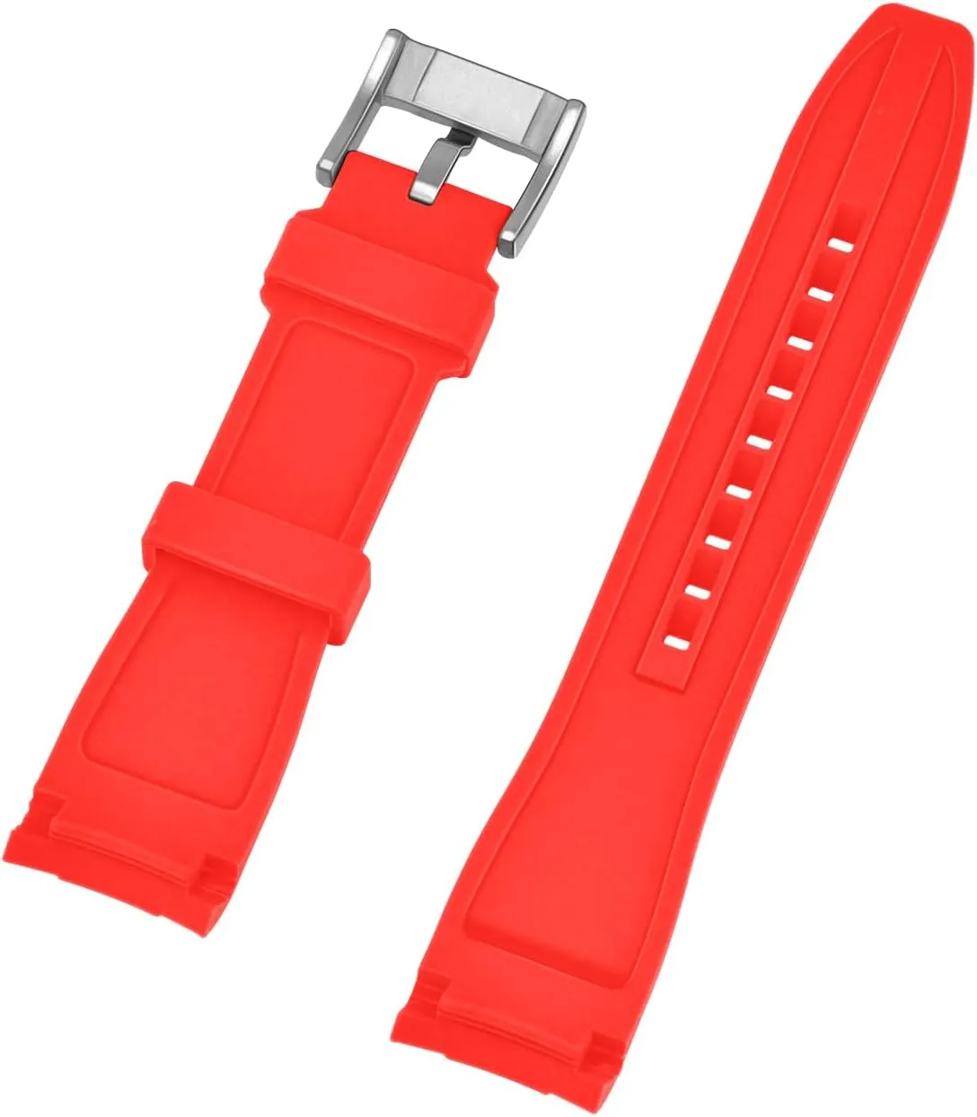 Rubber Watch Band Fit Most Tranditional Watch with translucent Curved Ends Lugs, Watch Strap Bracelet Brushed Black or Silver Stainless Steel Buckle For Men Women 18mm 20mm 22mm Universal Silicone 