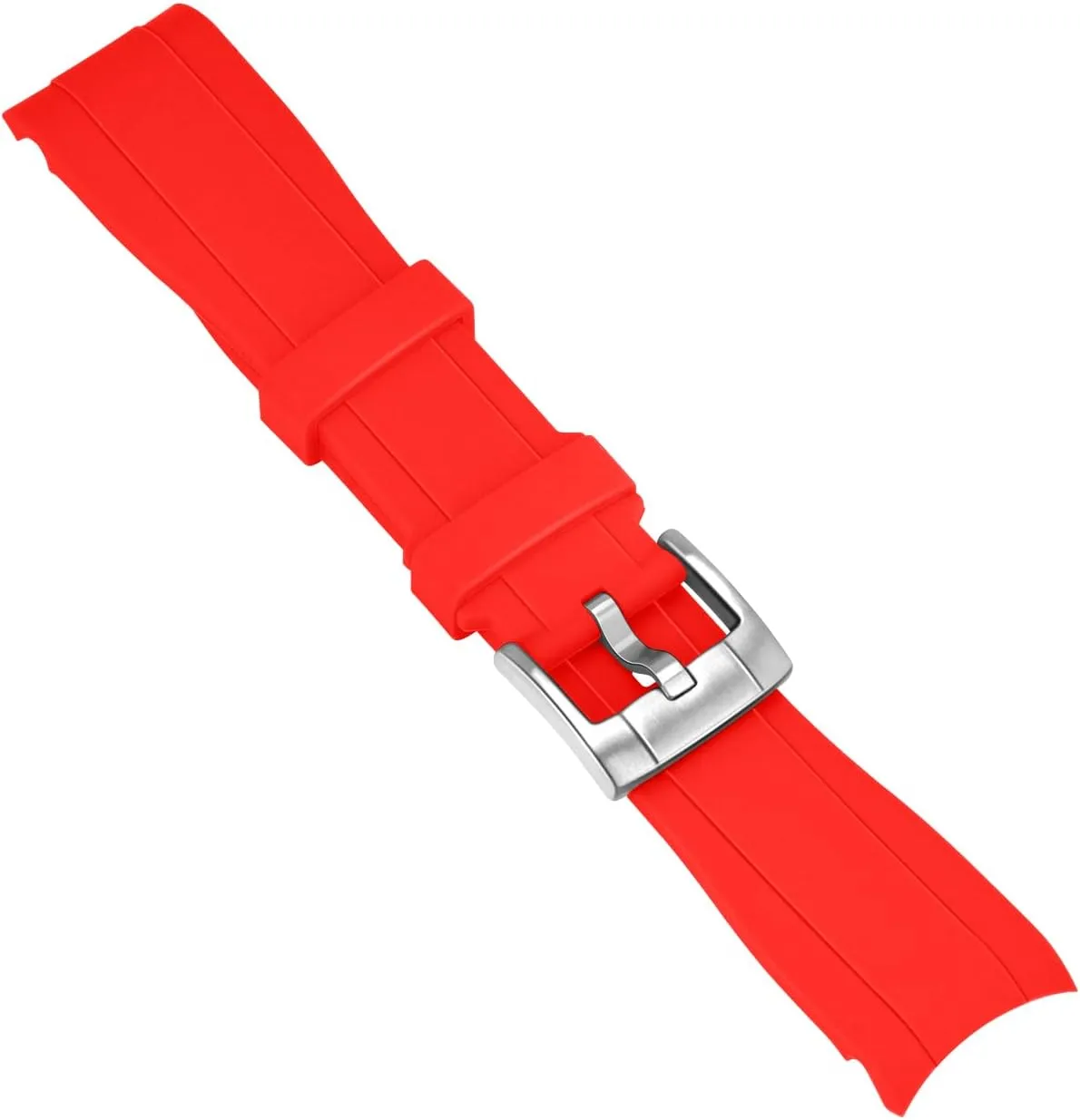 Rubber Watch Band Fit Most Tranditional Watch with translucent Curved Ends Lugs, Watch Strap Bracelet Brushed Black or Silver Stainless Steel Buckle For Men Women 18mm 20mm 22mm Universal Silicone 