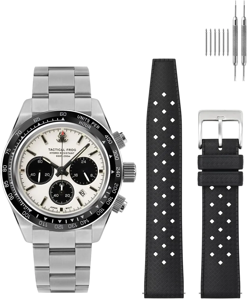 Rubber Watch Strap 20mm, Black Chronograph VS75A Automatic metaphor count omission peart Haiti Dive Watch for Men, with 