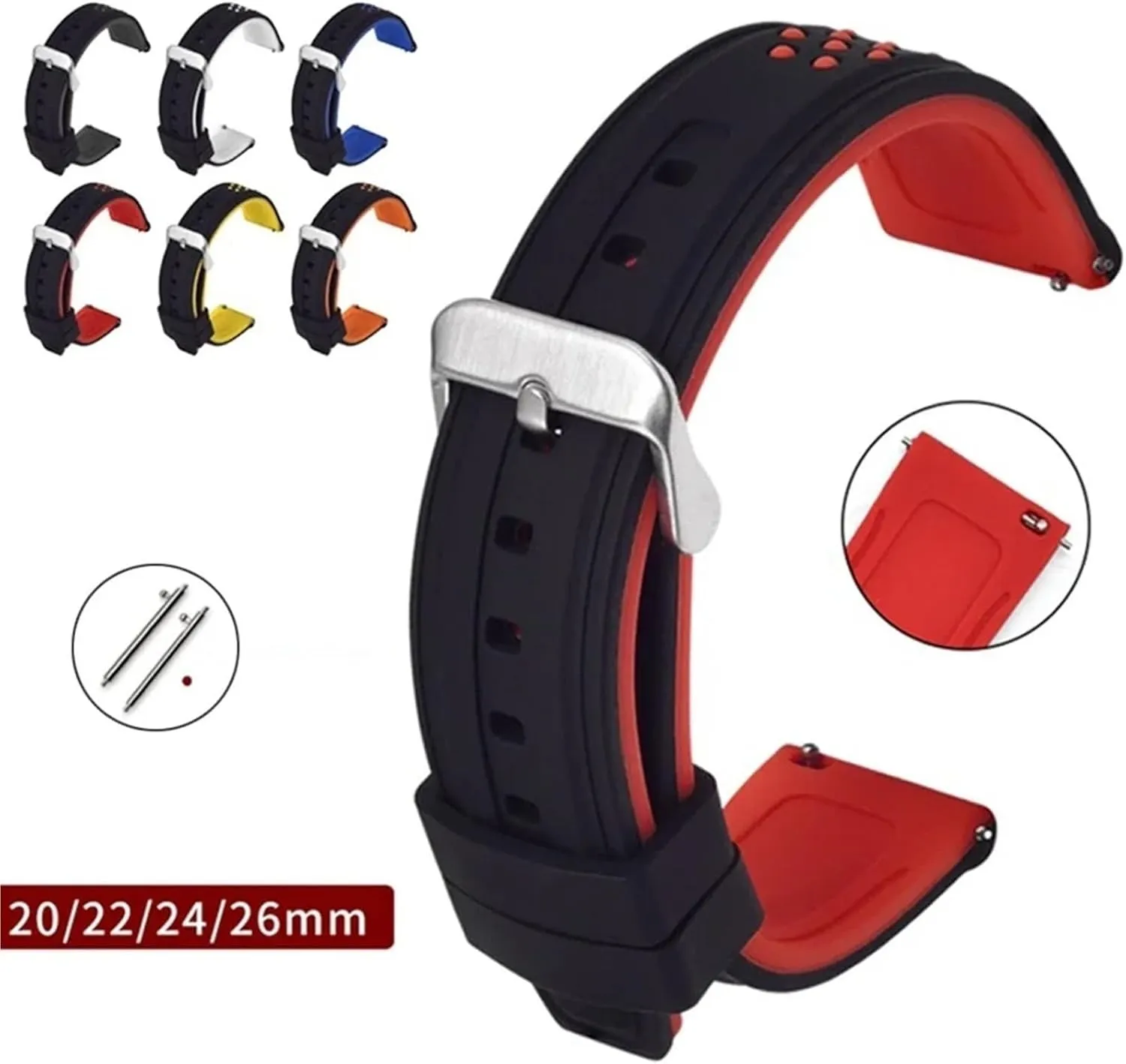 Rubber Watch Strap Universal Bracelet Accessories Sport Silicone Watchband 20mm 22mm 24mm planetary cuneiform affirm Diving 