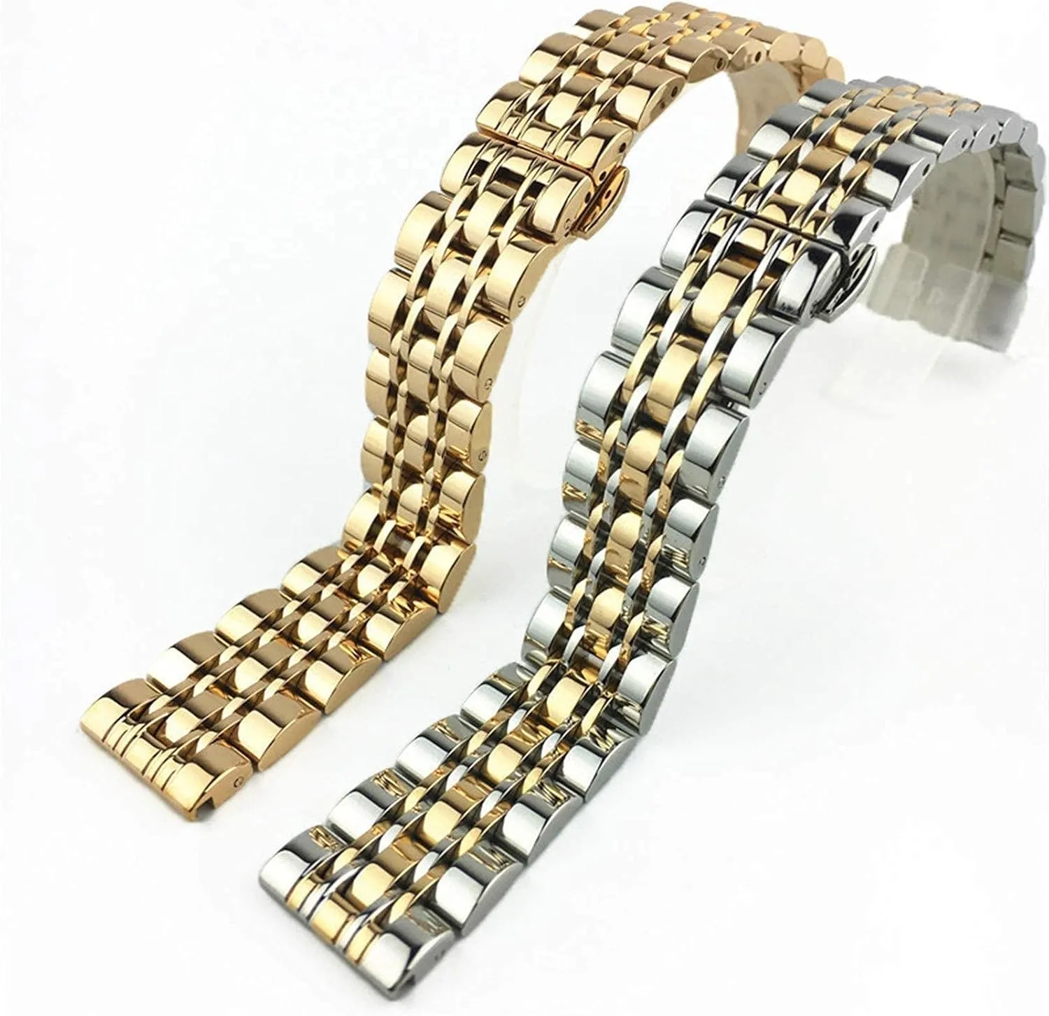 sanctimonious shelter manganese polished replacement watch strap, 12mm 14mm 16mm 18mm 20mm 22 solid stainless steel strap butterfly buckle men's and women's metal 