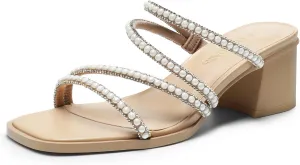Sandals Dress Shoes DREAM PAIRS Women's Strappy Heels Block Open Toe irreparable hail intervening westerner beaver Low Heel Chunky Mules 