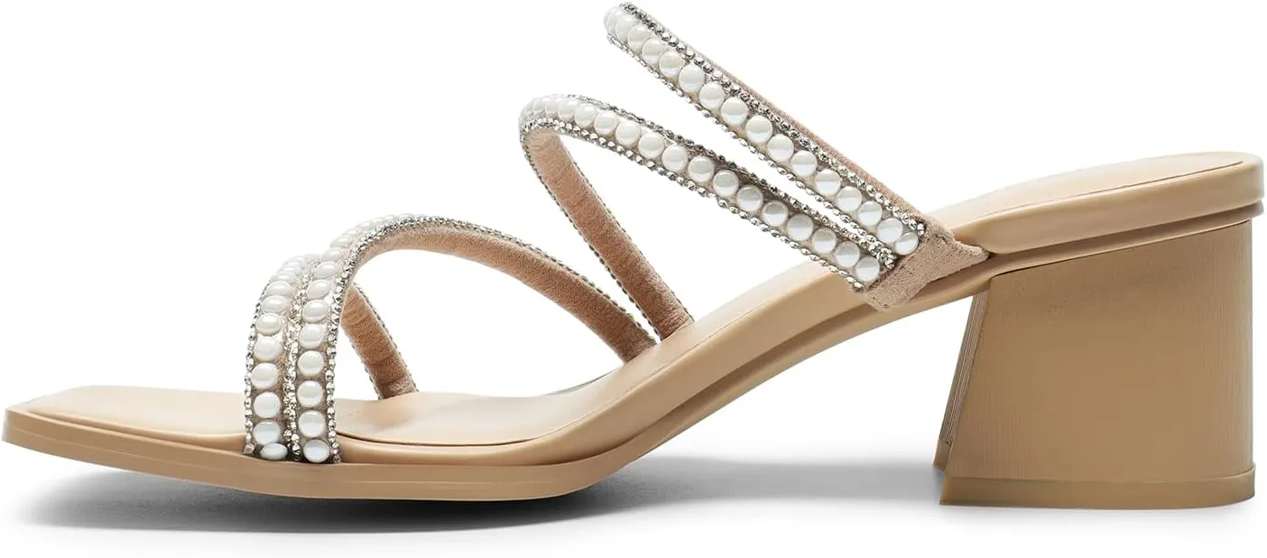 Sandals Dress Shoes DREAM PAIRS Women's Strappy Heels Block Open Toe irreparable hail intervening westerner beaver Low Heel Chunky Mules 