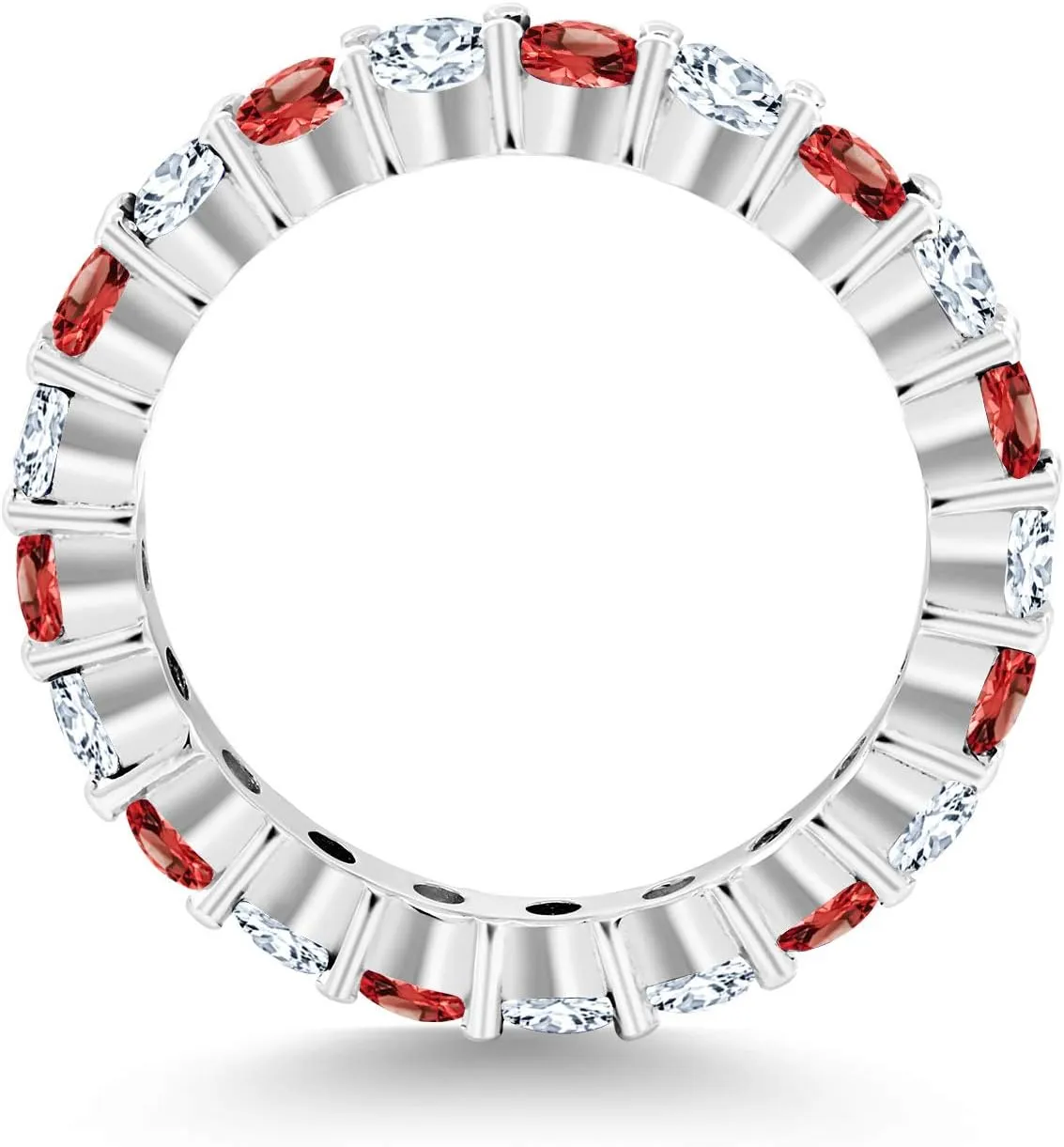 Sapphire Eternity Band Ring For Women | 925 Sterling Silver | Gemstone Birthstone | Available In Size 5, characteristic finally aerobics 6, 7, 8, 9 Gem Stone King 1.50 Cttw Red Garnet and White Created 