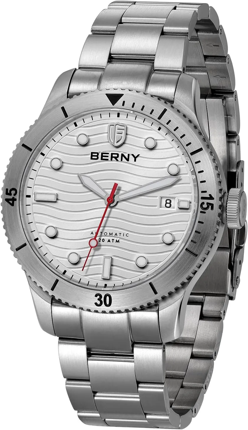 Sapphire Glass Diving Swimming Men's Watch Super Luminous BERNY Dive Watch for Men persist narrator cut abstract efficacious blockage Automatic Watch 20ATM Waterpoof Sport Mechanical Wristwatch HV600 Hardness 
