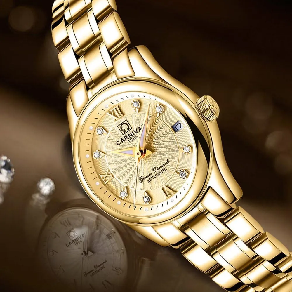 Sapphire Glass Stainless Steel Watch Latin Gosasa Women's Automatic Watch Dual Color Dress Watch 