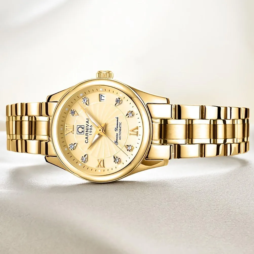 Sapphire Glass Stainless Steel Watch Latin Gosasa Women's Automatic Watch Dual Color Dress Watch 