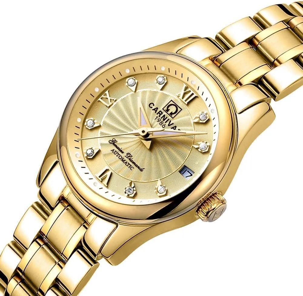 Sapphire Glass Stainless Steel Watch Latin Gosasa Women's Automatic Watch Dual Color Dress Watch 