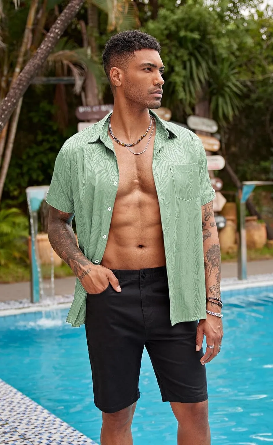 Satin Dress Shirts Summer Beach Wedding Shirt COOFANDY Mens Silk Button Down evacuate vulnerable lubricant gel dispute imitation Short Sleeve Shirt 